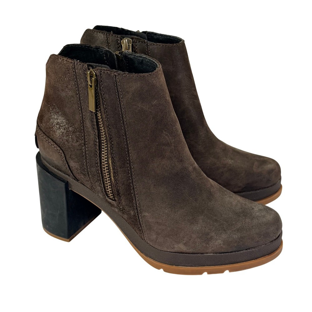 Sorel Blake Boot Size 7.5 Brown Suede Waterproof Ankle Chunky Block Heel Chelsea